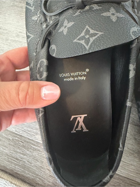 Louis Vuitton Black Monogram Driving Loafers with Orange Lace Tips main image 5